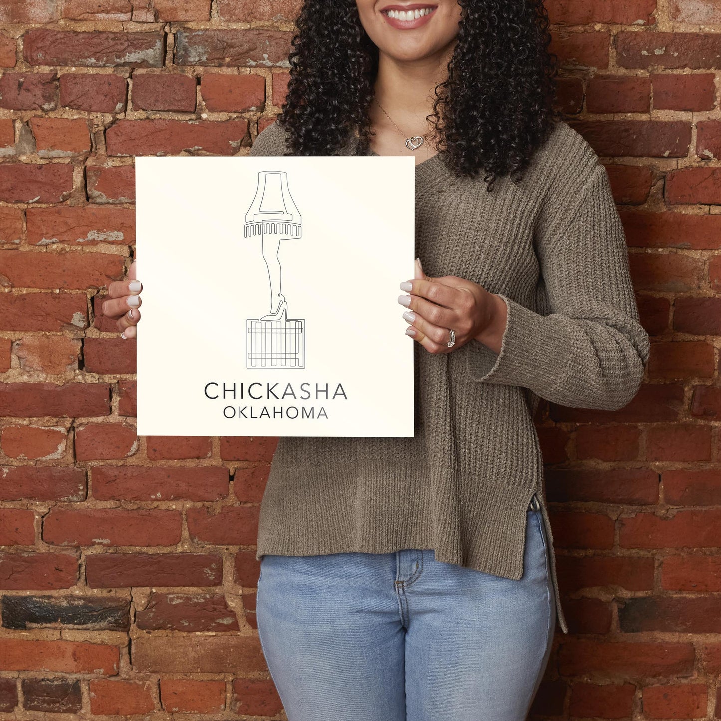 Modern Minimalist Oklahoma Chickasha Leg Lamp| Hi-Def Glass Art | Eaches | Min 1