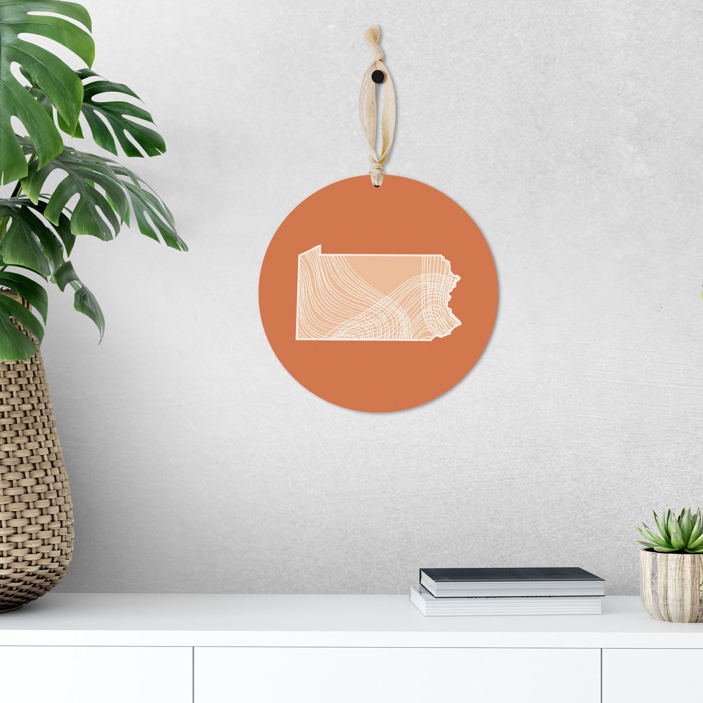 Modern Minimalist Pennsylvania State Lines Light | Wood Ornament | Eaches | Min 1