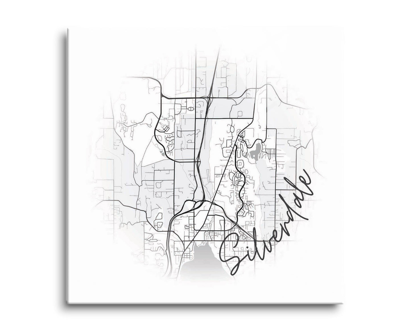 Minimalistic B&W Washington Silverdale Circle Map | Hi-Def Glass Art | Eaches | Min 2