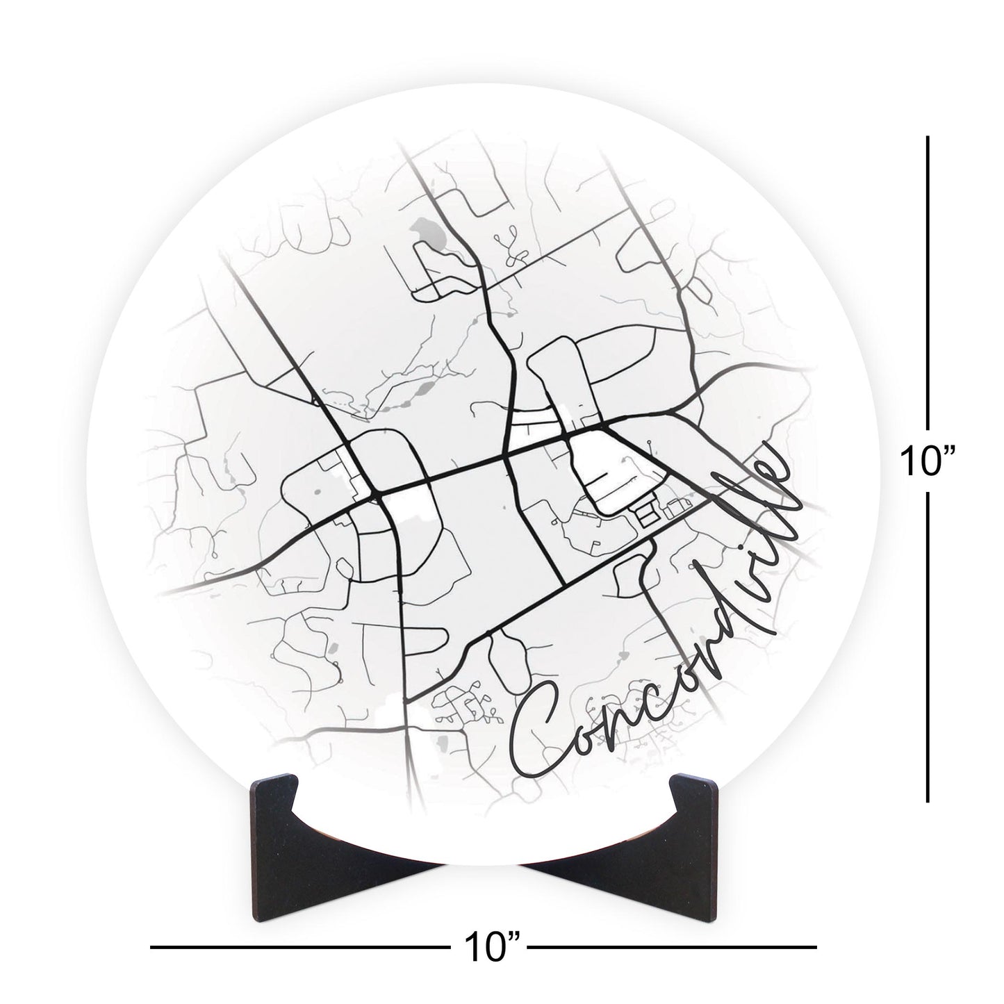 Minimalistic B&W Pennsylvania Concordville Circle Map | Wood Sign | Eaches | Min 1