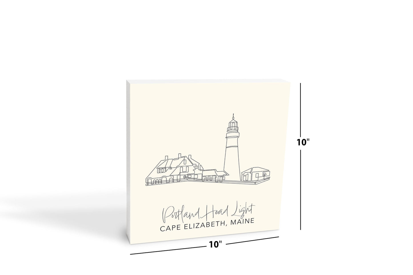 Cream Portland Head Light | Wood Block | Eaches | Min 2