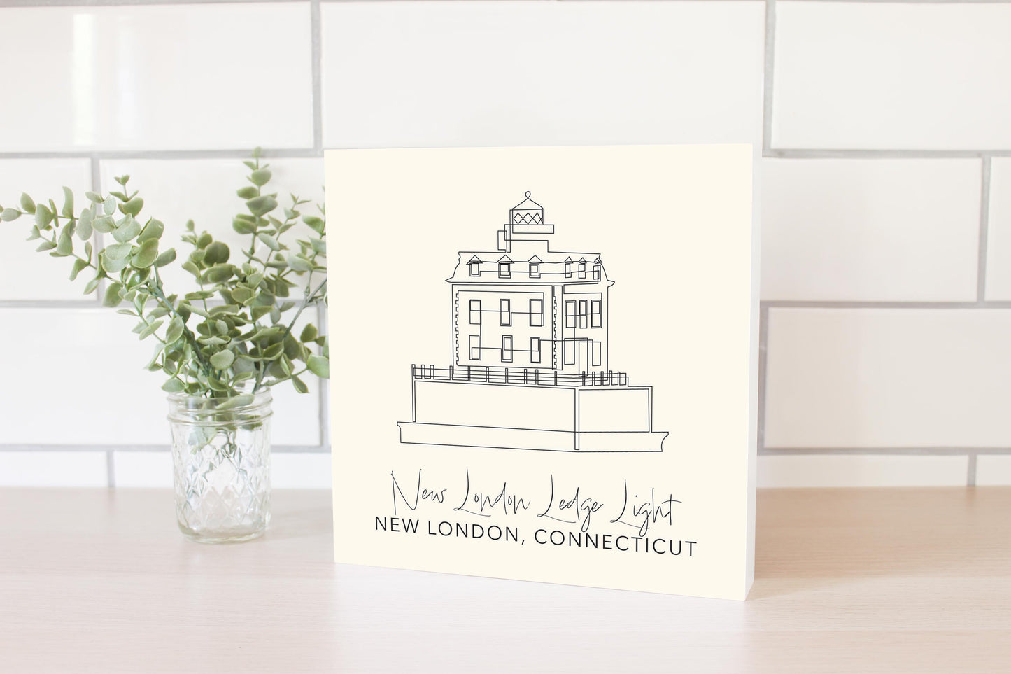 Cream New London Lodge Light | Wood Block | Eaches | Min 2