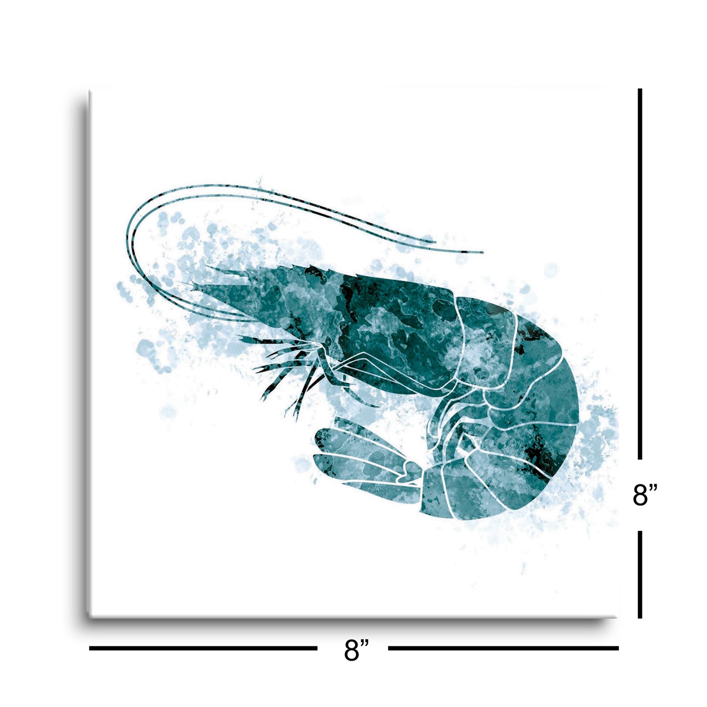 Blue White Water Color Shrimp | Hi-Def Glass Art | Eaches | Min 2