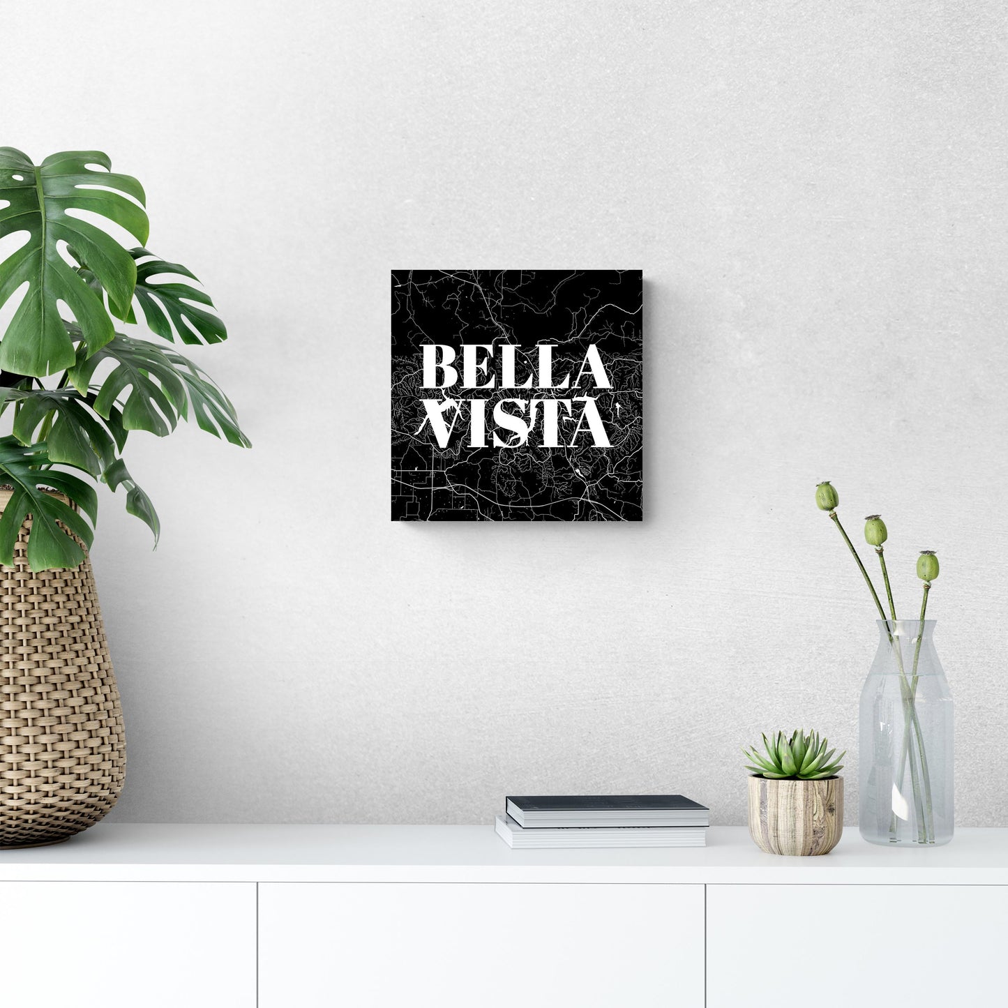 Minimalist B&W Arkansas Bella Vista Map | Wood Sign | Eaches | Min 2