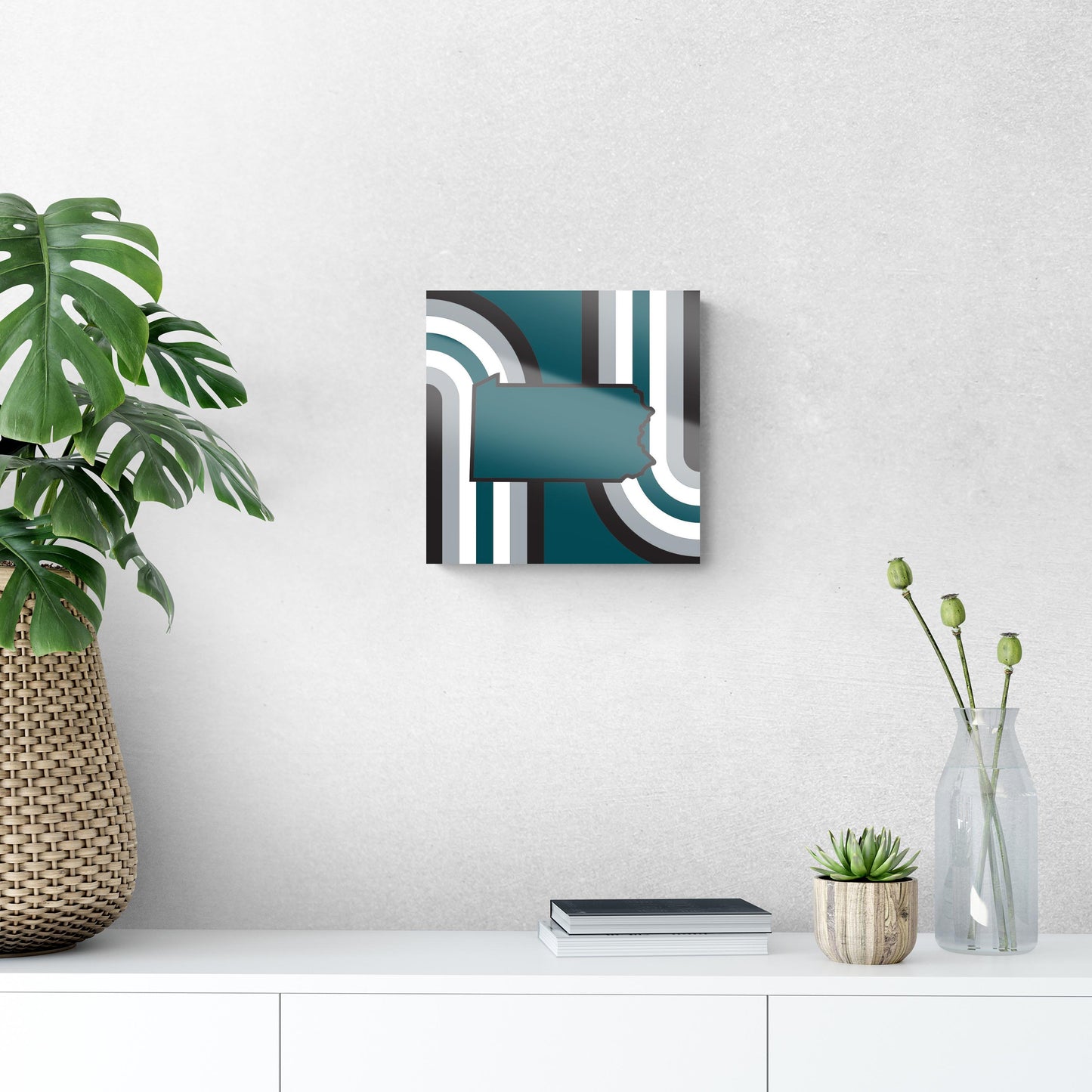 Modern Minimalist Pennsylvania Retro Shape | Hi-Def Glass Art | Eaches | Min 1