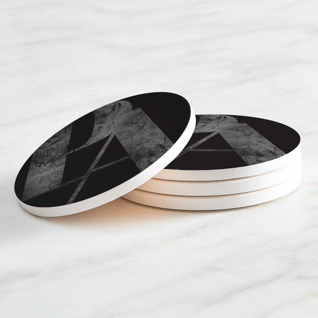 Minimalistic B&W Pennsylvania Black Initials | Absorbent Coasters | Set of 4 | Min 2