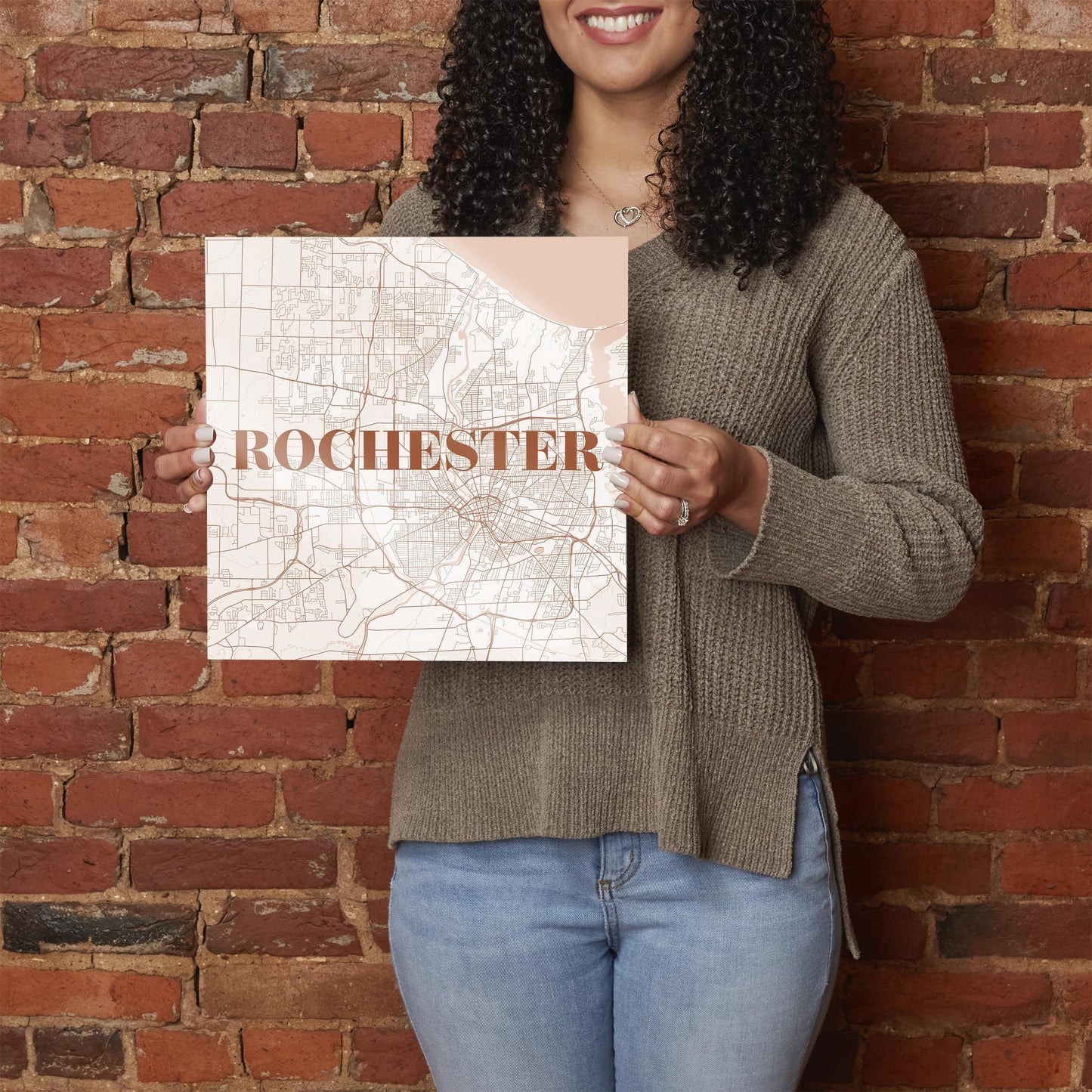 Modern Minimalist New York Rochester Map | Hi-Def Glass Art | Eaches | Min 1