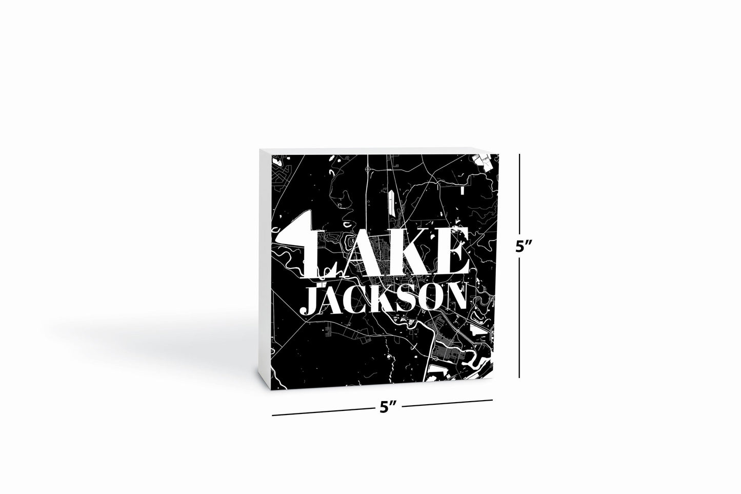 Minimalistic B&W Texas Lake Jackson Map | Wood Block | Eaches | Min 4