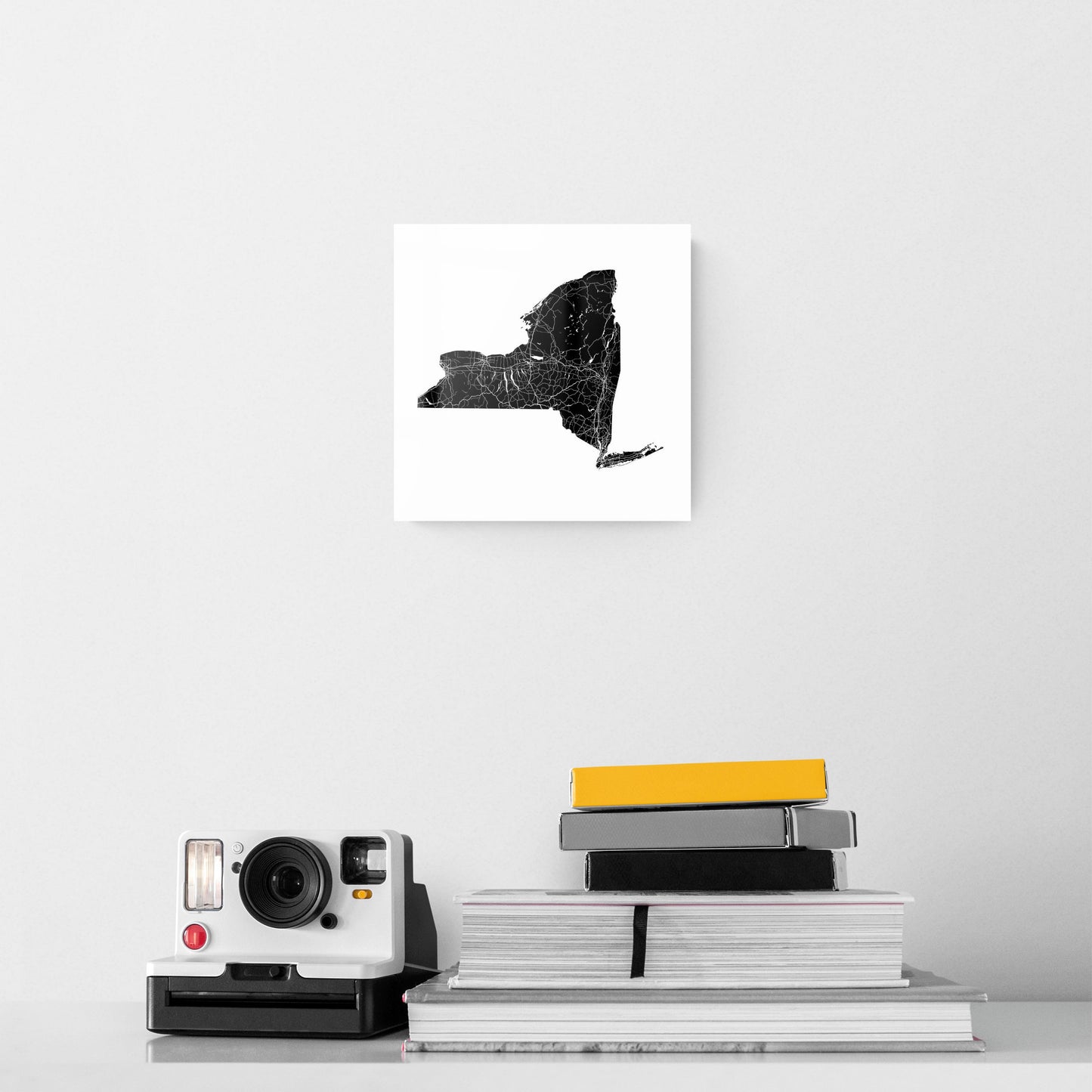 Minimalistic B&W New York State With Map | Hi-Def Glass Art | Eaches | Min 2