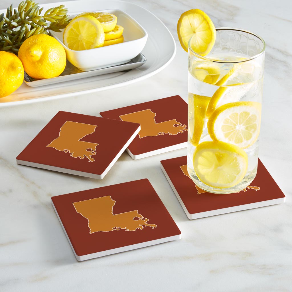 Louisiana Colorful State Shape | Absorbent Coasters | Set of 4 | Min 2