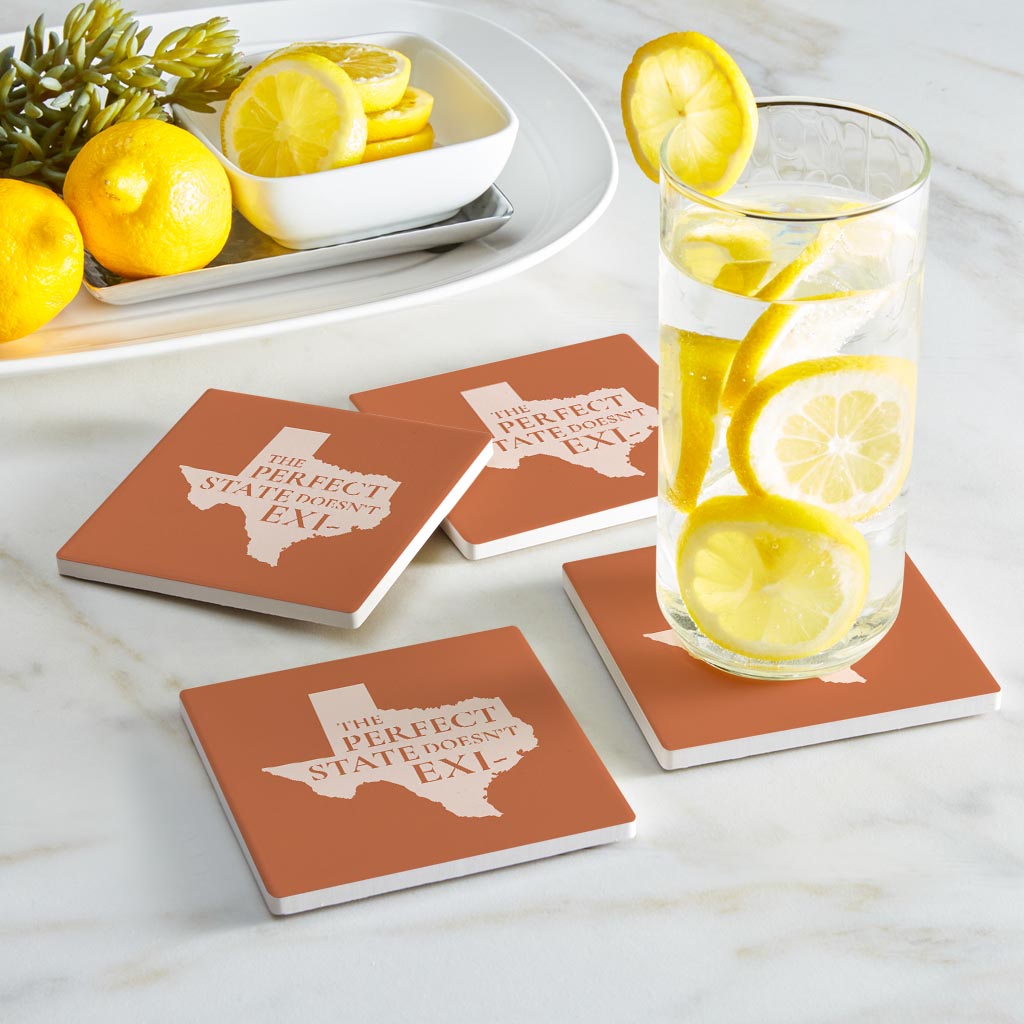 Modern Minimalist Texas The Perfect State Doesnt Exi | Absorbent Coasters | Set of 4 | Min 2