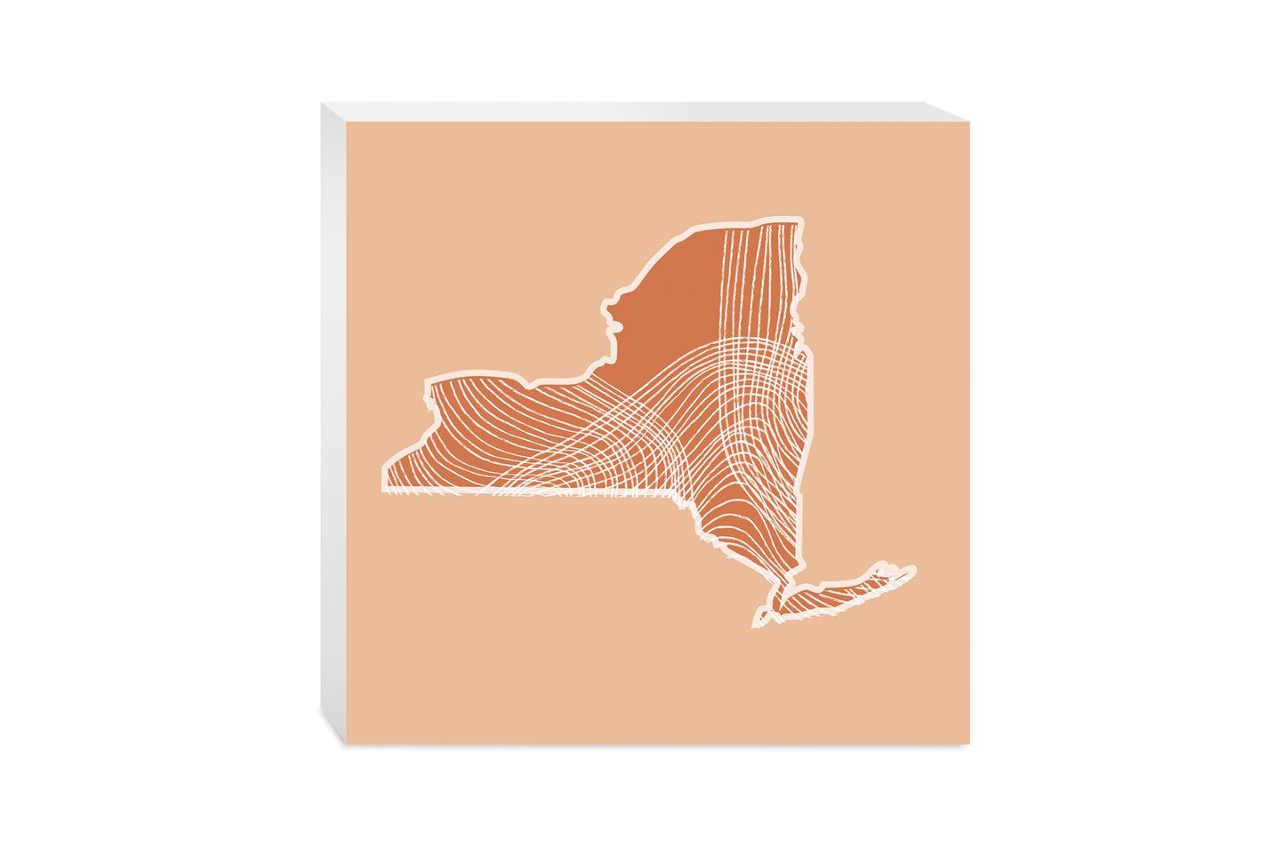 Modern Minimalist New York State Fluid Lines Light | Wood Block | Eaches | Min 2