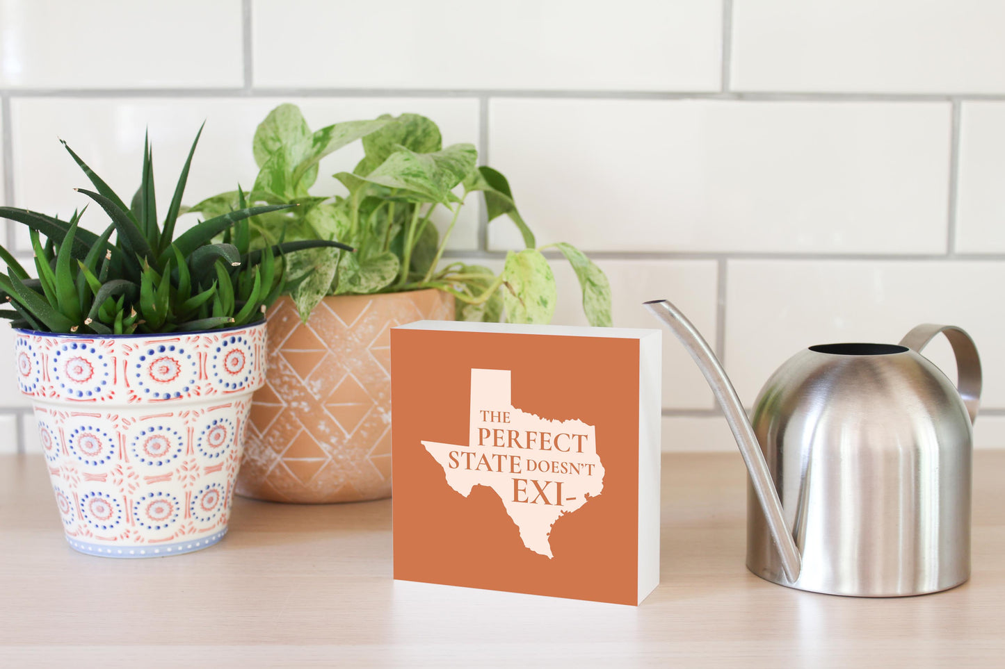 Modern Minimalist Texas The Perfect State Doesnt Exi | Wood Block | Eaches | Min 4