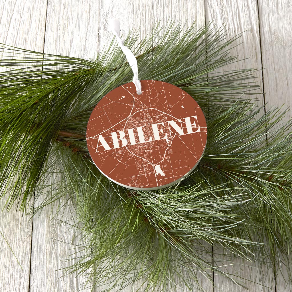 Modern Minimalist Texas Abilene Map | Wood Ornament | Eaches | Min 6