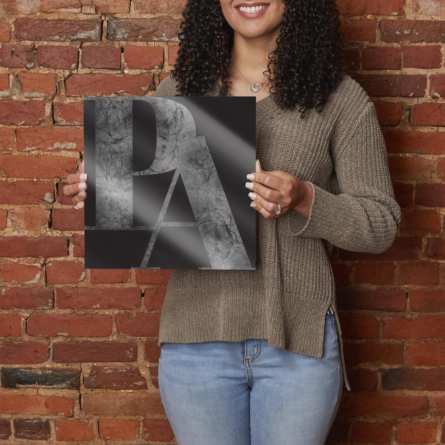 Minimalistic B&W Pennsylvania Black Initials | Hi-Def Glass Art | Eaches | Min 1