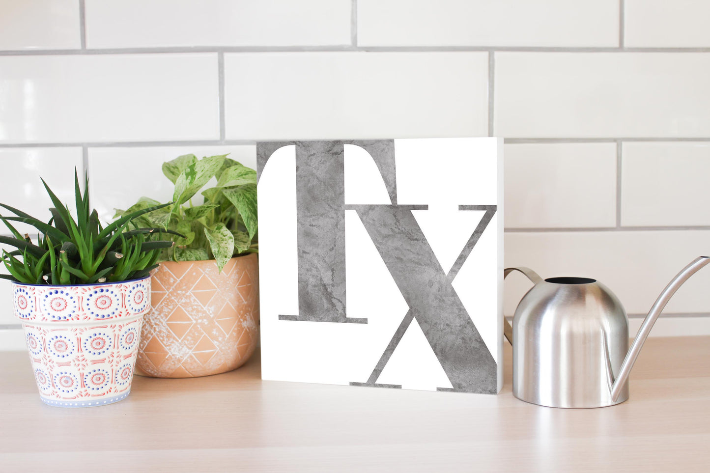 Modern White Texas Initials | Wood Block | Eaches | Min 2