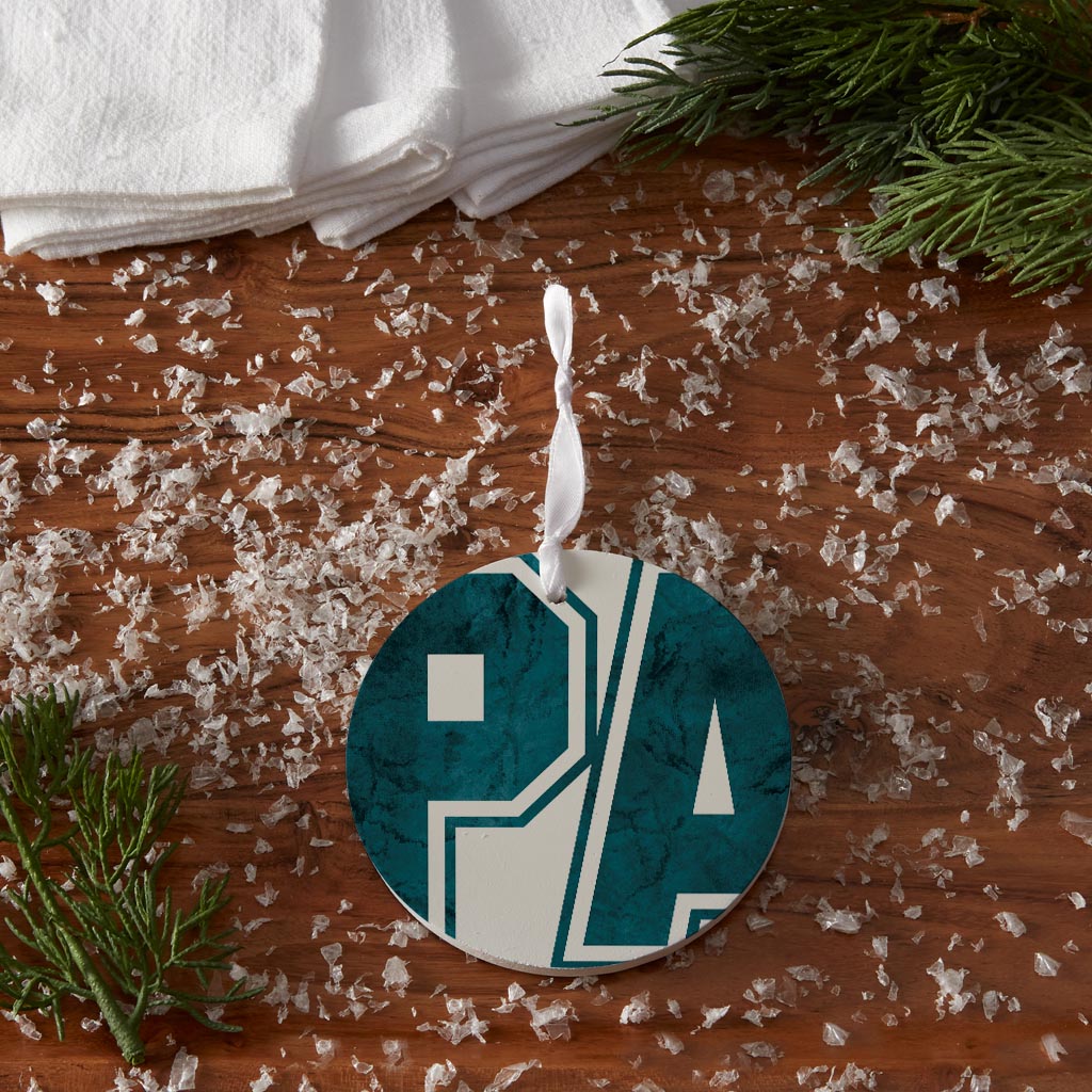 Modern Minimalist Pennsylvania White Initials | Wood Ornament | Eaches | Min 6