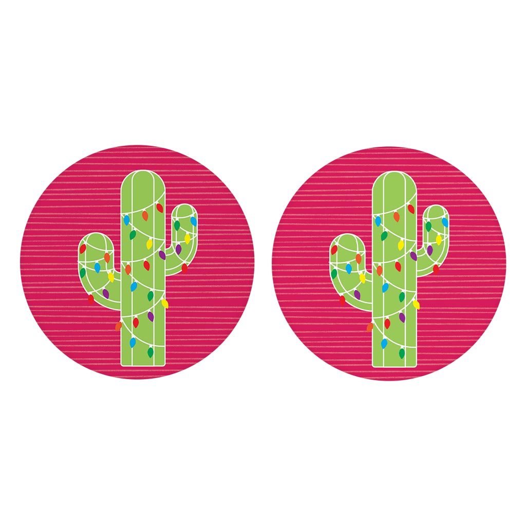 Bright Christmas Cactus | Absorbent Car Coasters | Set of 2 | Min 4