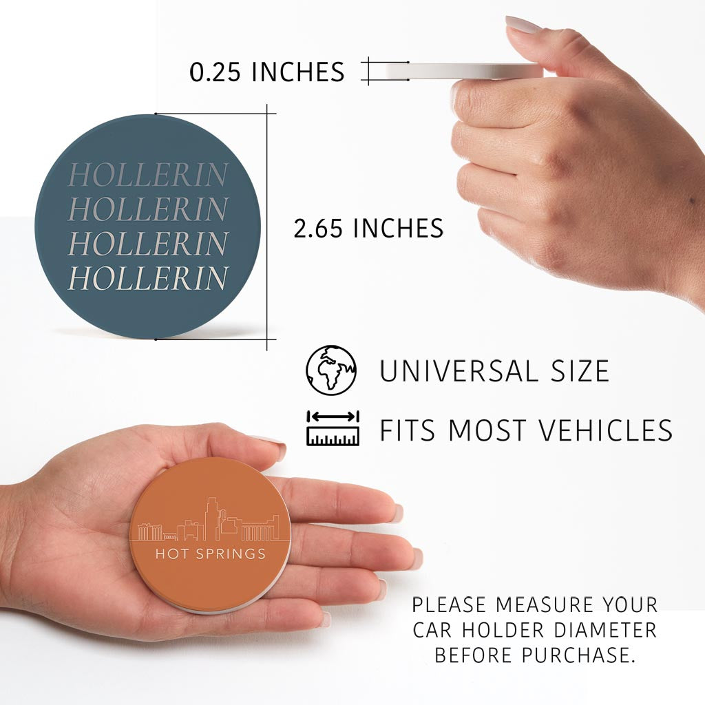 Modern Minimalist Arkansas Hollerin Hot Springs| Absorbent Car Coasters | Set of 2 | Min 4