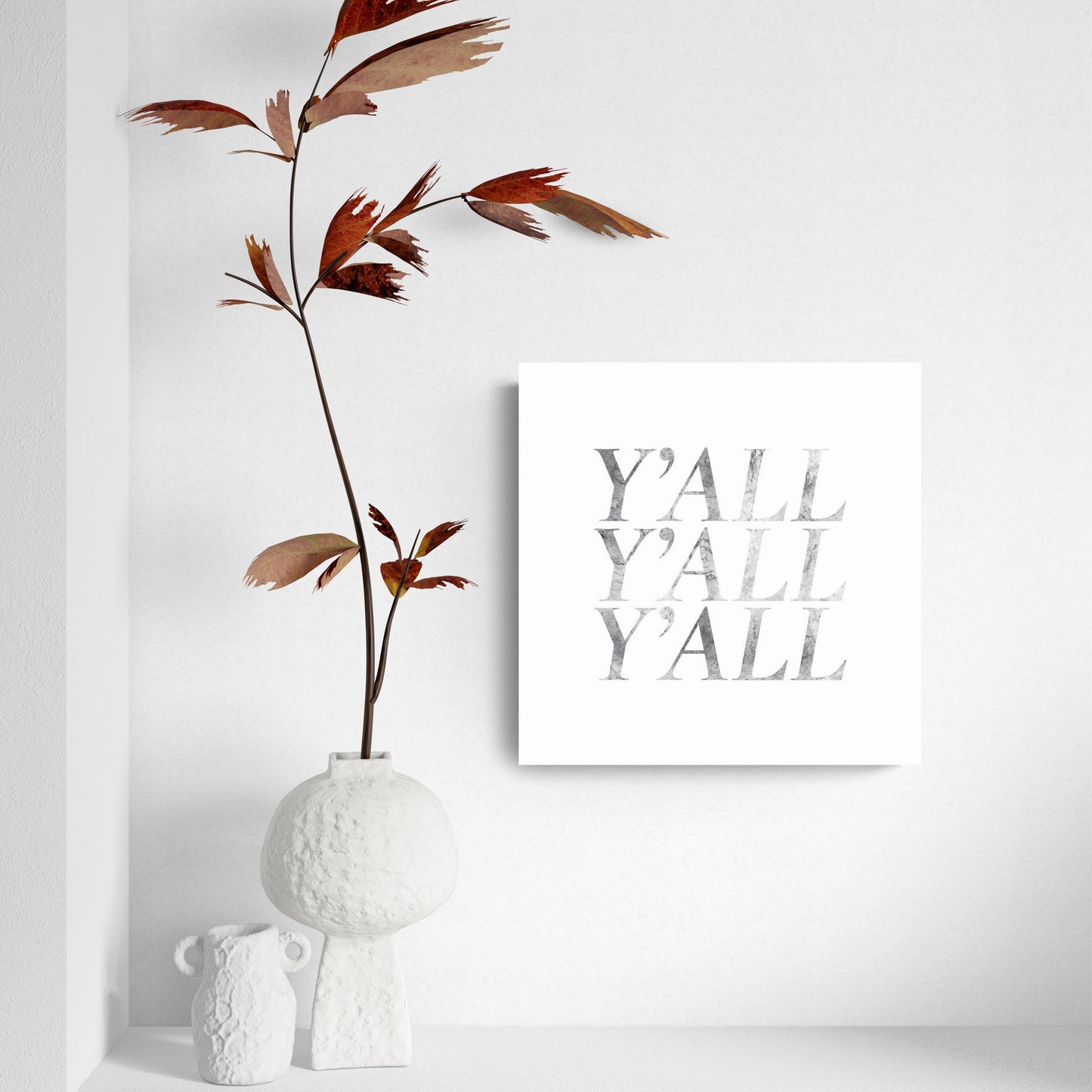 Minimalistic B&W Texas Textured Yall | Hi-Def Glass Art | Eaches | Min 2
