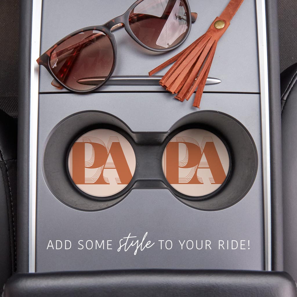 Modern Minimalist Pennsylvania Pa Initials Dark | Absorbent Car Coasters | Set of 2 | Min 4