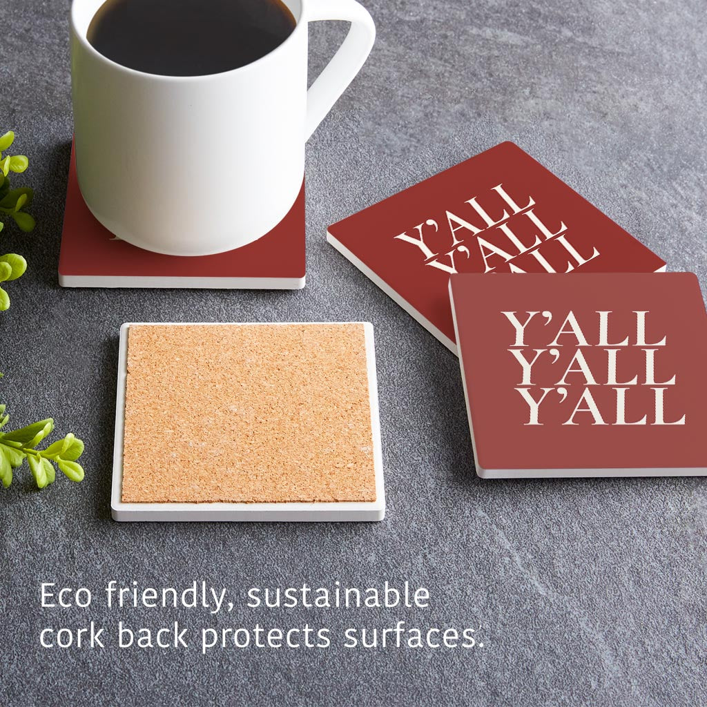 Modern Minimalist Oklahoma Yall | Absorbent Coasters | Set of 4 | Min 2