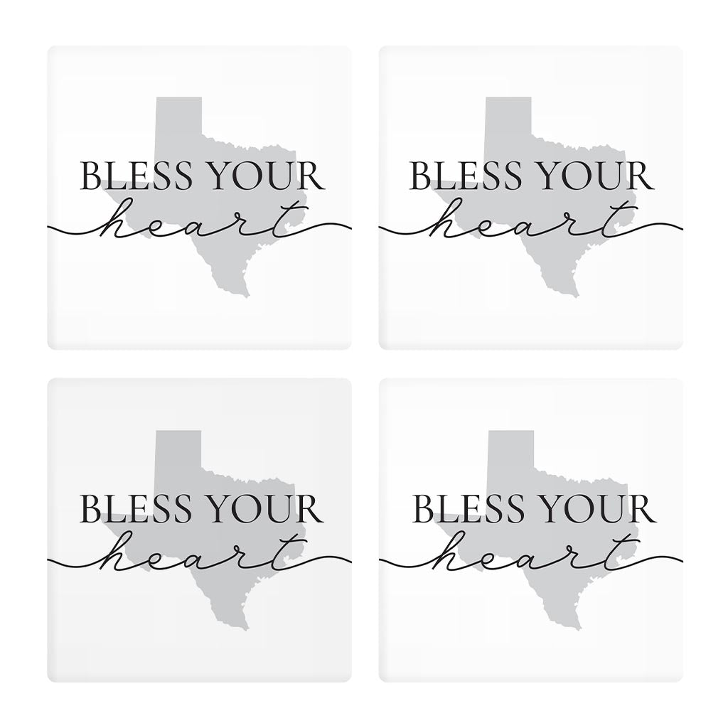 Minimalistic B&W Texas Bless Your Heart | Absorbent Coasters | Set of 4 | Min 2