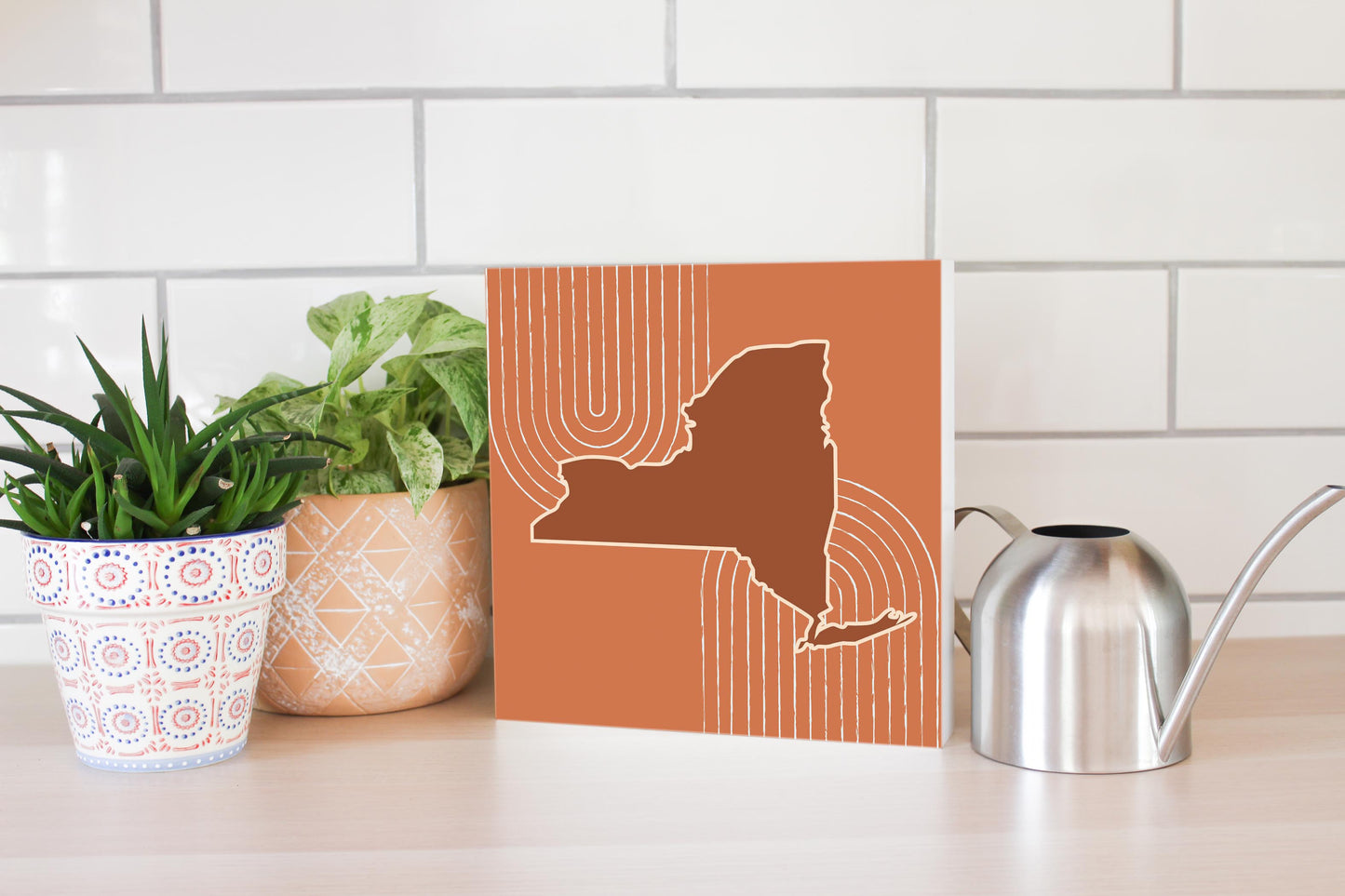 Modern Minimalistic New York Retro Thin Line | Wood Block | Eaches | Min 2