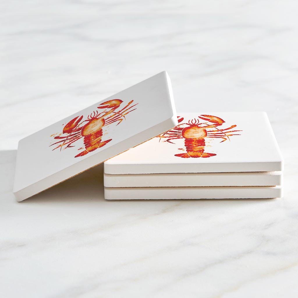 East Coast Water Color Lobster | Absorbent Coasters | Set of 4 | Min 2