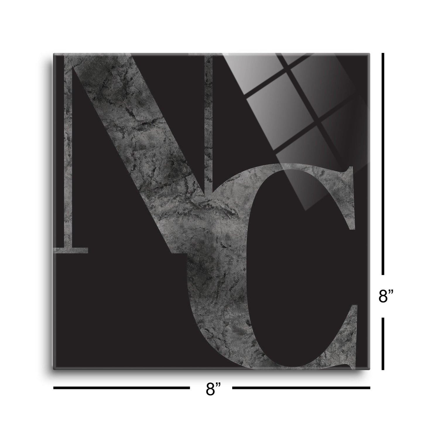 Minimalistic B&W North Carolina Black Initials | Hi-Def Glass Art | Eaches | Min 2