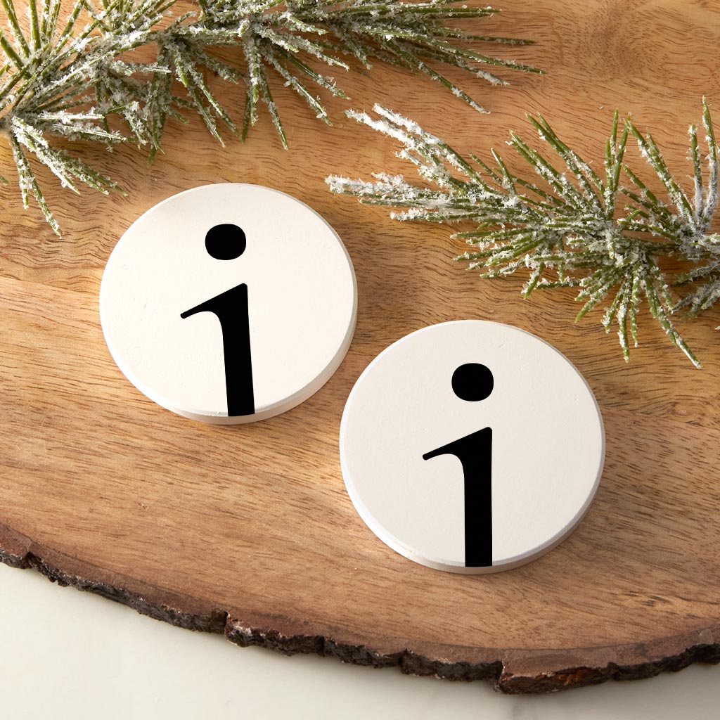 Minimalist Monogram I Circle | Absorbent Car Coasters | Set of 2 | Min 4