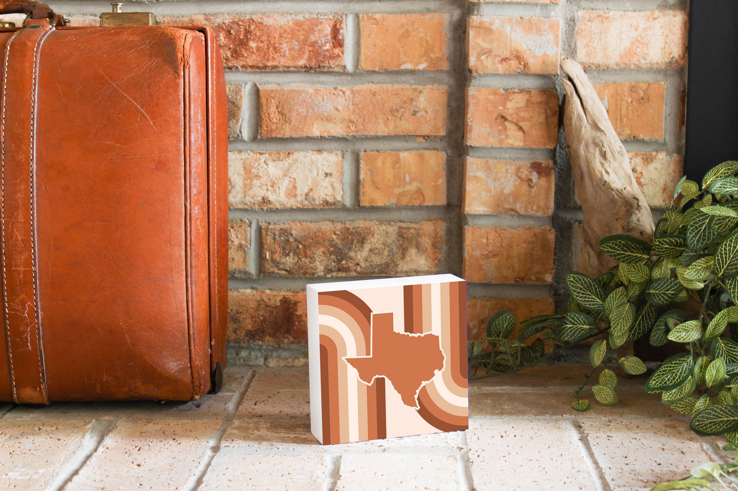 Modern Minimalist Texas State Shape Retro Lines | Wood Block | Eaches | Min 4