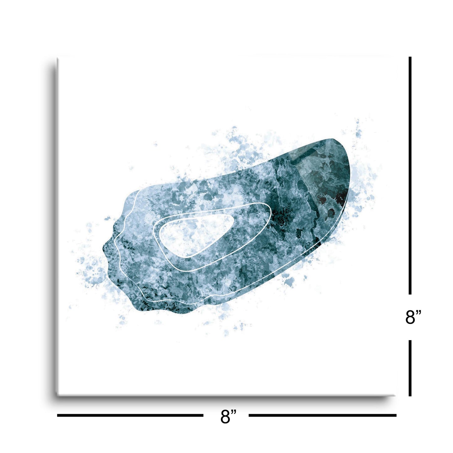 Blue White Water Color Oyster | Hi-Def Glass Art | Eaches | Min 2