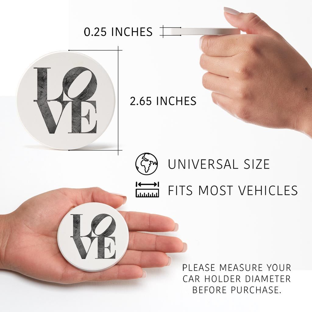 Minimalistic B&W Pennsylvania Love Light | Absorbent Car Coasters | Set of 2 | Min 4