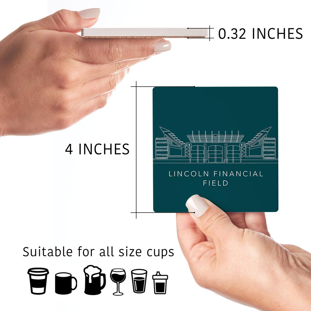 Modern Minimalist Pennsylvania Lincoln Field Line Drawing| Absorbent Coasters | Set of 4 | Min 2