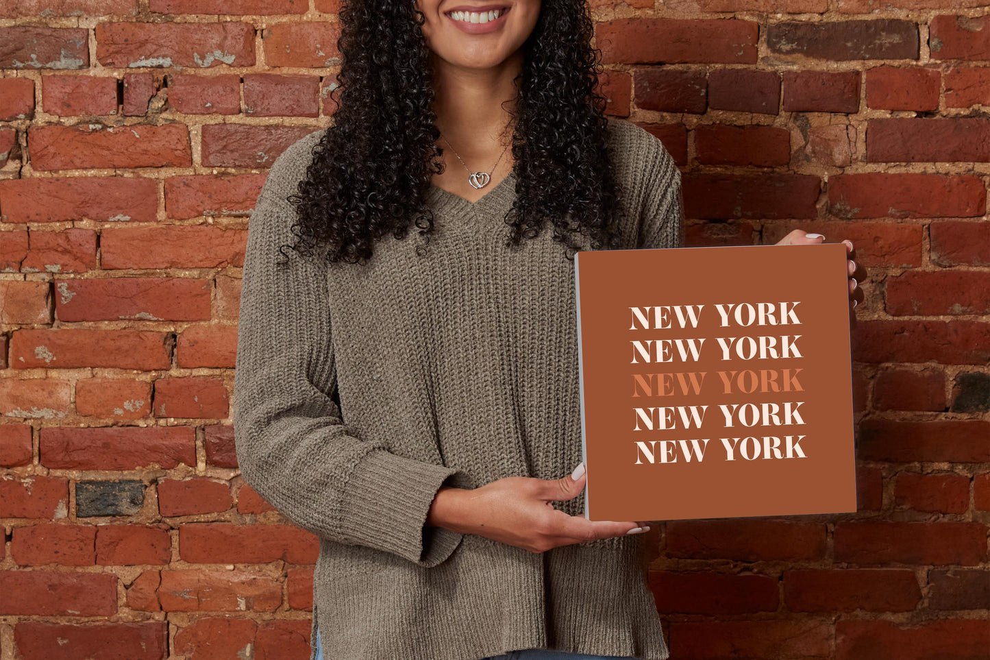 Modern Minimalist New York Repeated Dark | Wood Block | Eaches | Min 2