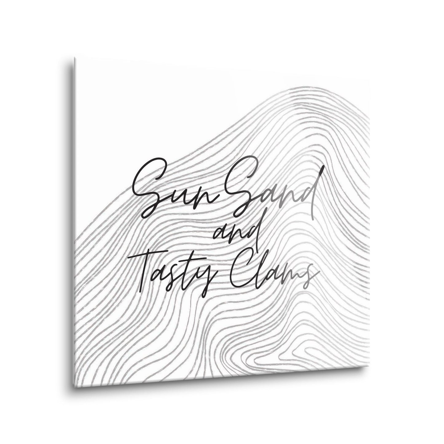 Minimalistic B&W Cape Cod Sun Sand Tasty Clams | Hi-Def Glass Art | Eaches | Min 1