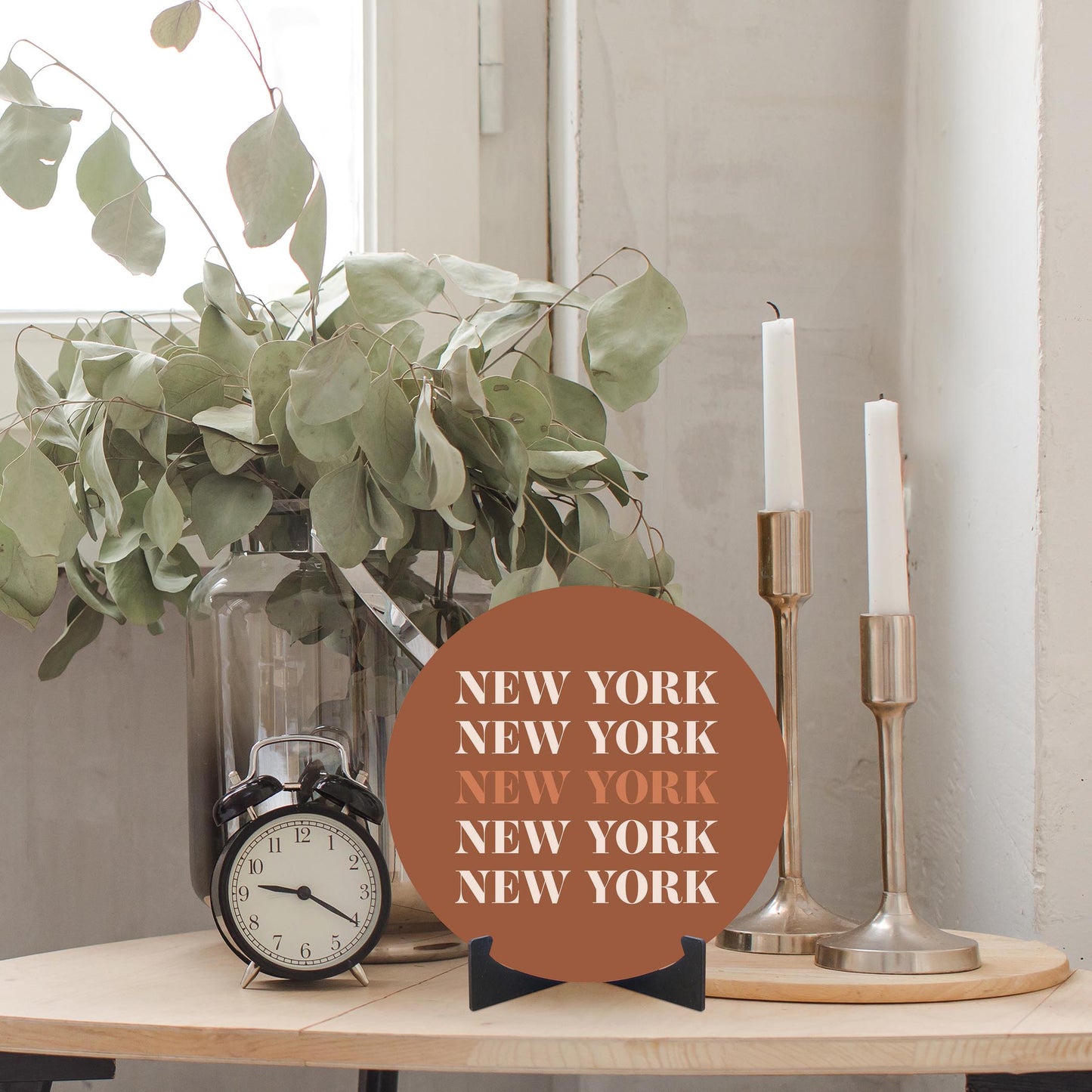 Modern Minimalist New York Repeated Dark | Wood Sign | Eaches | Min 1