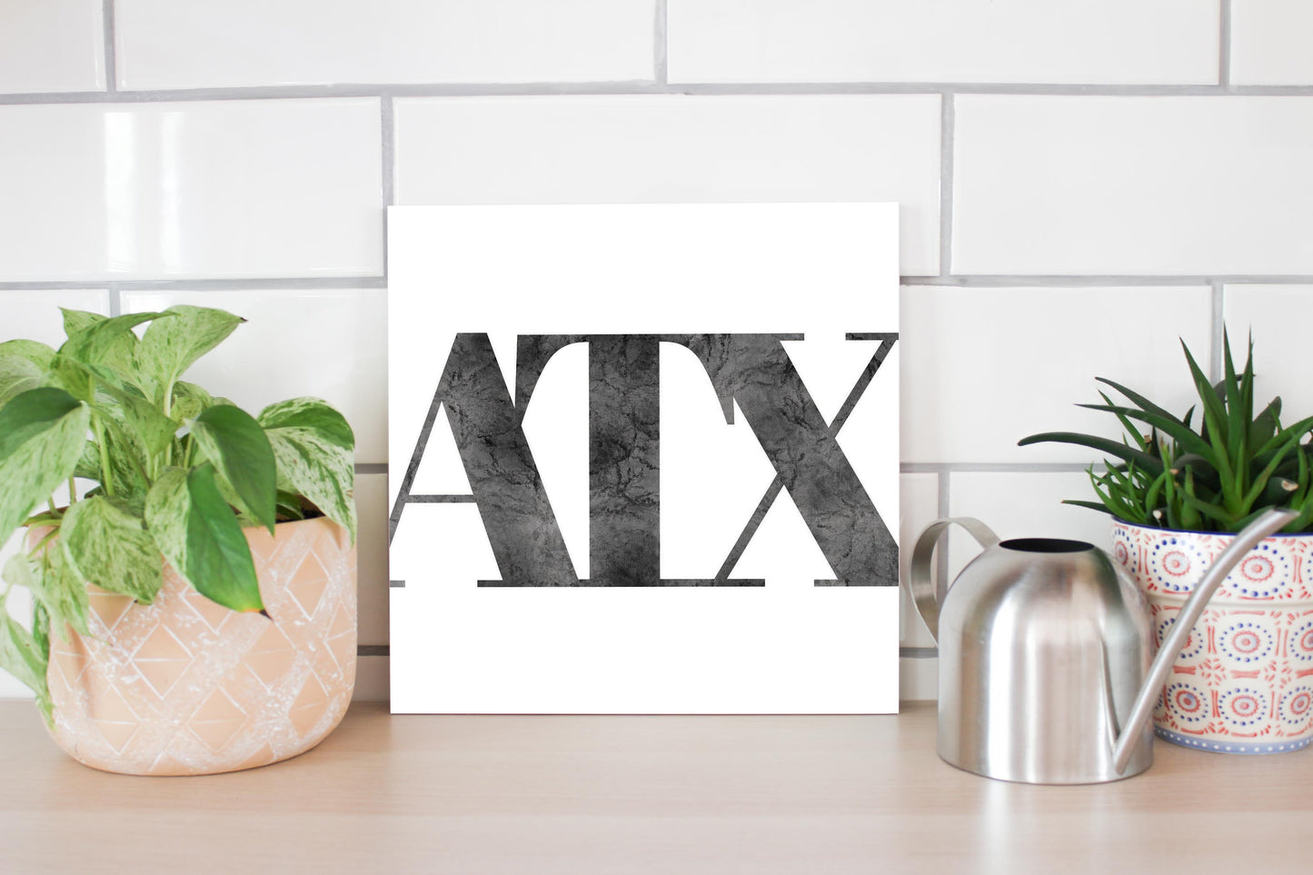 Minimalistic B&W Texas Austin White Initials | Wood Sign | Eaches | Min 2