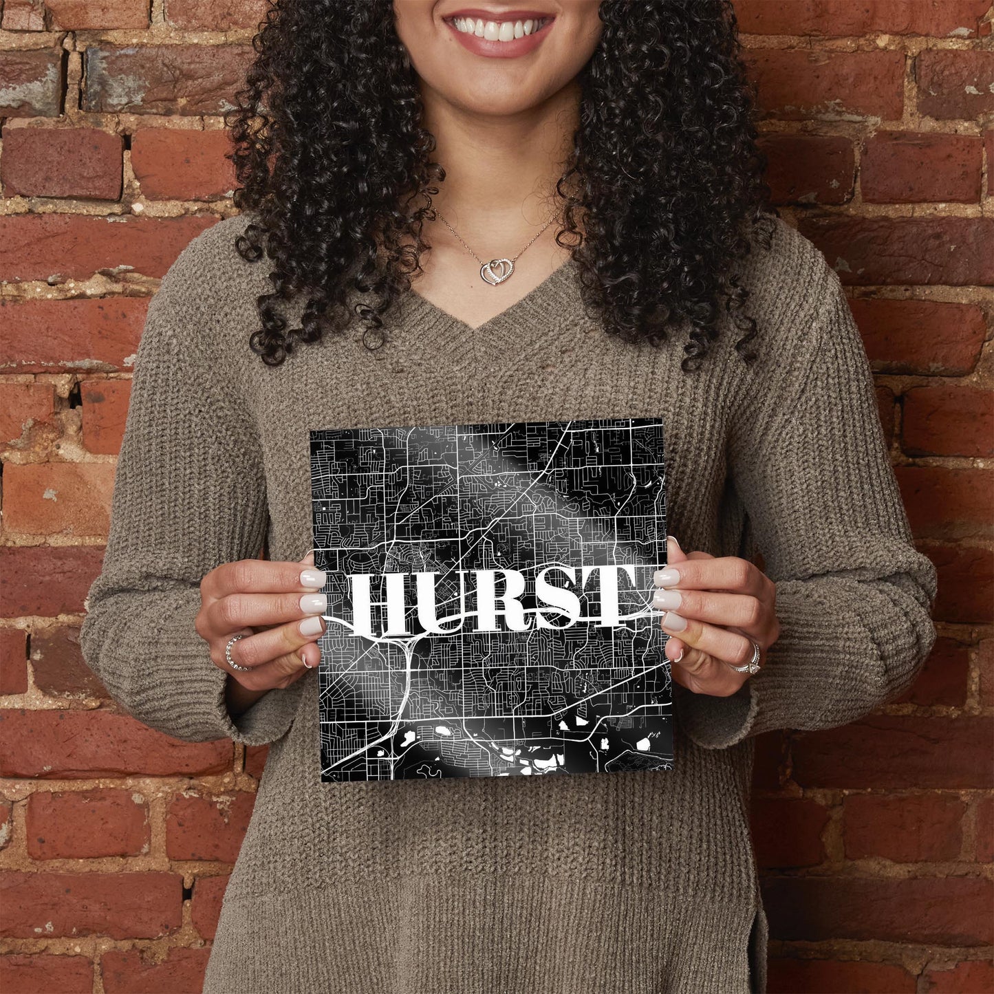 Minimalistic B&W Texas Hurst Map | Hi-Def Glass Art | Eaches | Min 2