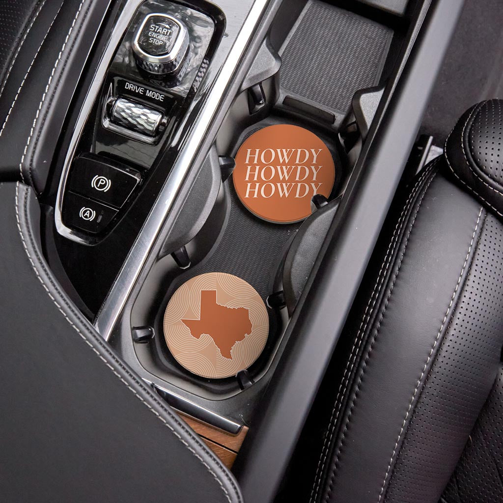 Modern Minimalist Texas Set | Absorbent Car Coasters | Set of 2 | Min 4