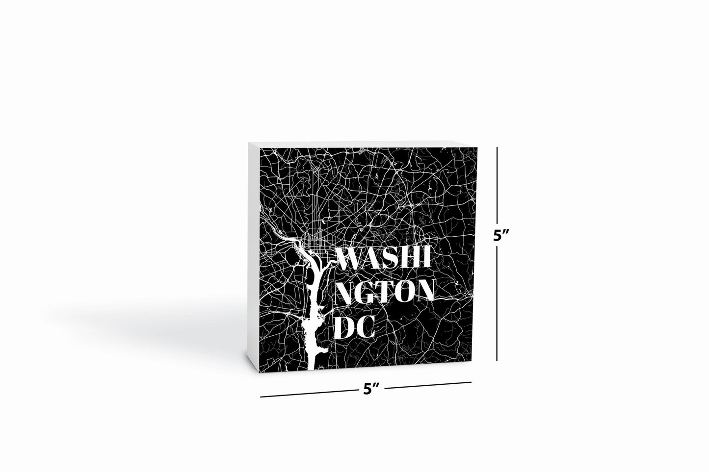 Minimalistic B&W Washington Dc Map | Wood Block | Eaches | Min 4