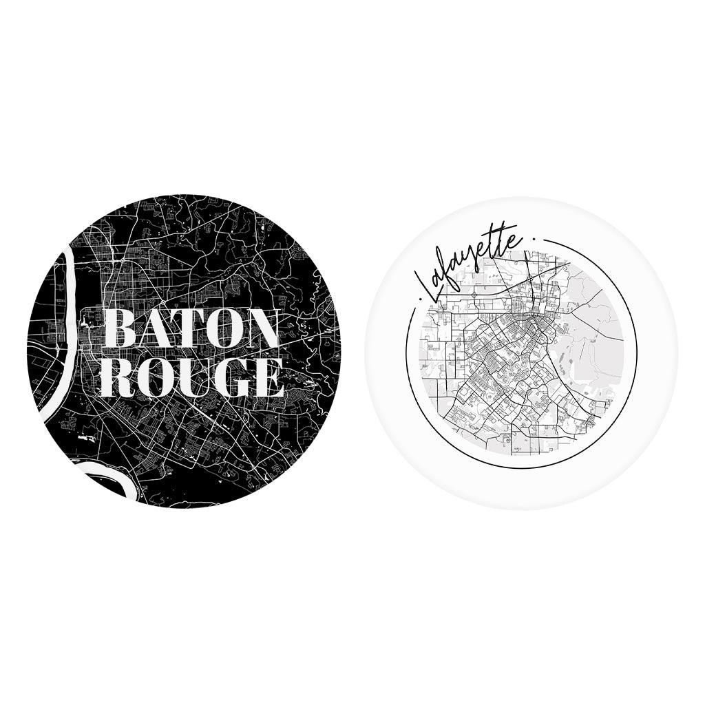 Modern Black White Louisiana Set | Absorbent Car Coasters | Set of 2 | Min 4