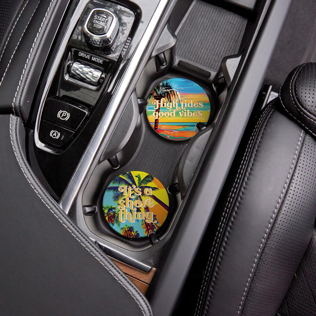 Bright Florida Palm Trees | Absorbent Car Coasters | Set of 2 | Min 4