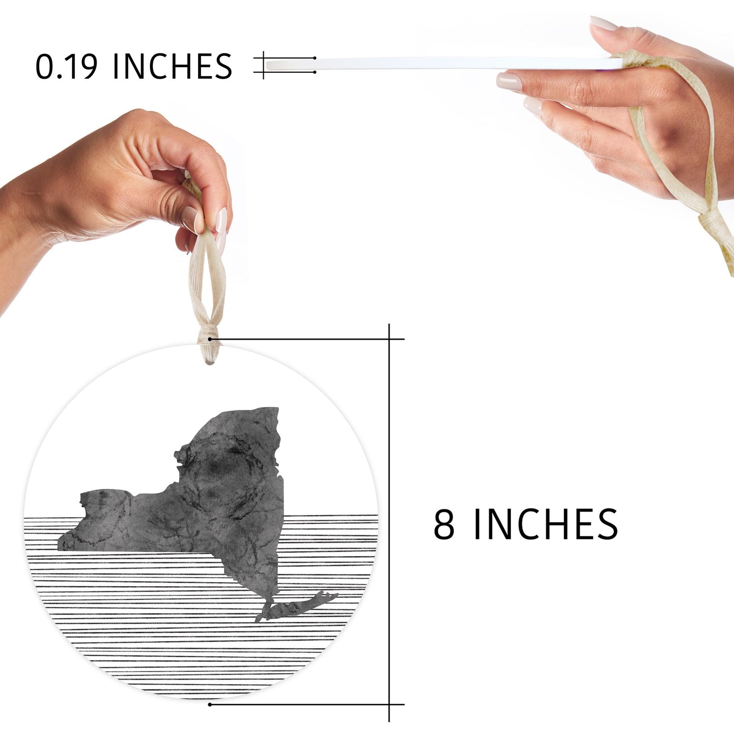 Minimalistic B&W New York Shape Straight Lines | Wood Ornament | Eaches | Min 1