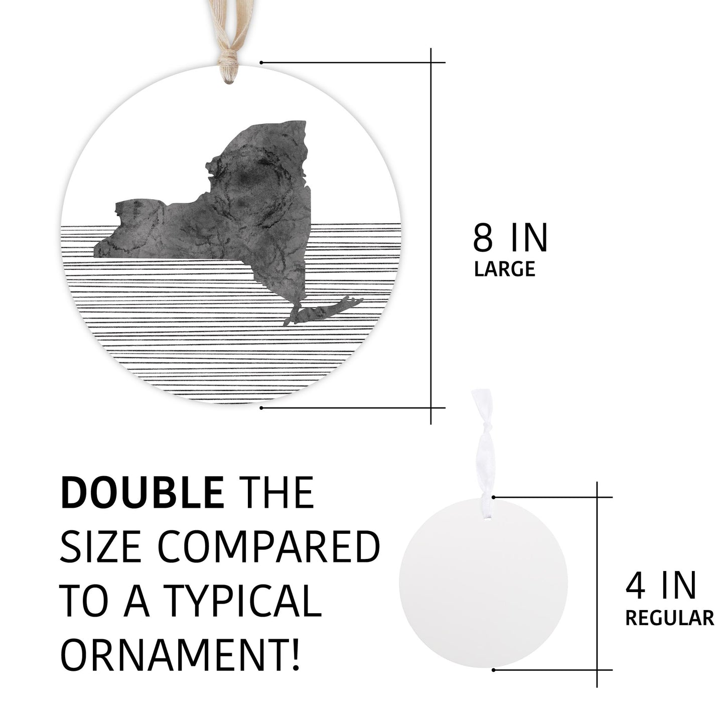 Minimalistic B&W New York Shape Straight Lines | Wood Ornament | Eaches | Min 1
