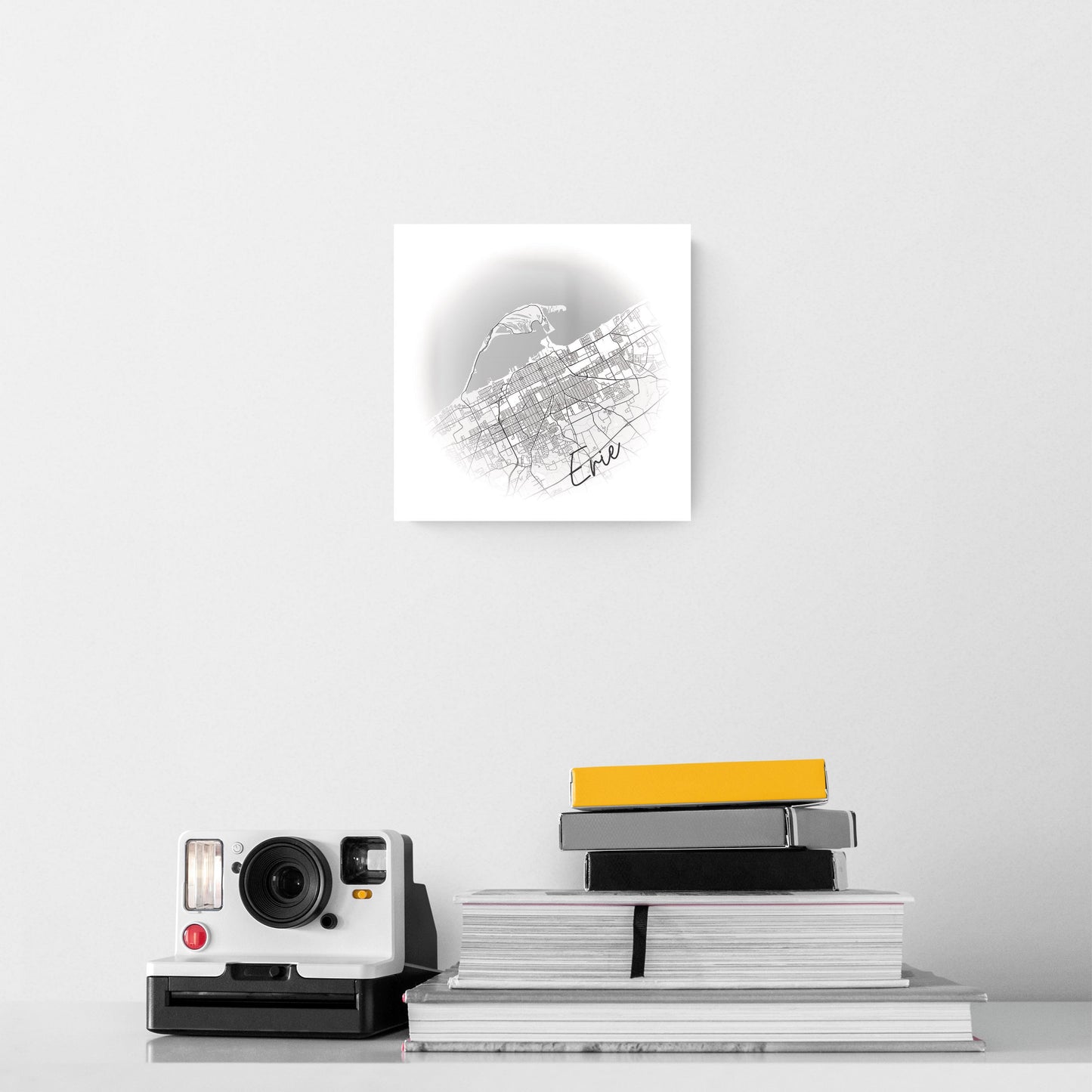 Minimalistic B&W Pennsylvania Erie Circle Map | Hi-Def Glass Art | Eaches | Min 2