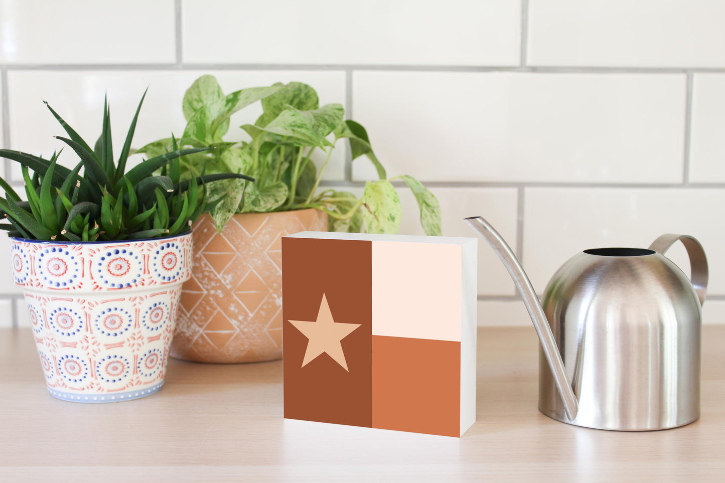 Modern Minimalist Texas State Flag | Wood Block | Eaches | Min 4