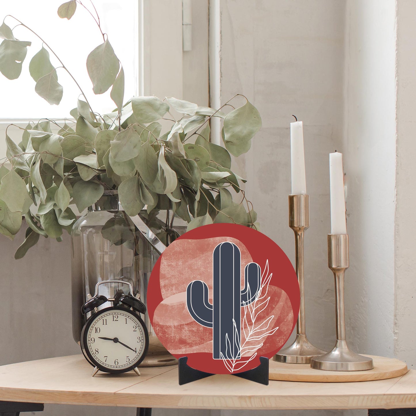 Modern Minimalist Texas Colors Cactus | Wood Sign | Eaches | Min 1
