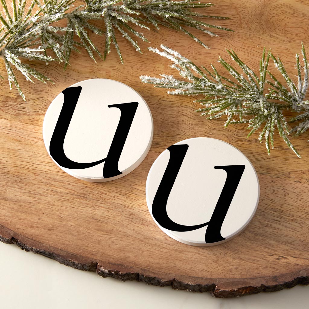 Minimalist Monogram U Circle | Absorbent Car Coasters | Set of 2 | Min 4